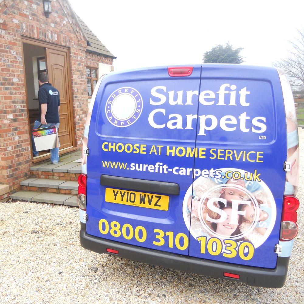 Our mobile showroom comes to you, with our choose at home carpet and flooring service.