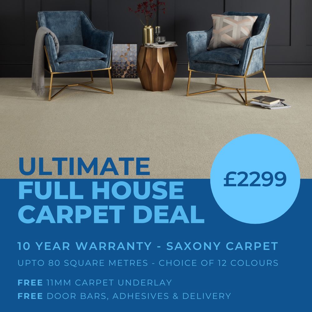 Get 10 years warranty at Surefit Carpets with out Ultimate Full House Carpet Deal package.