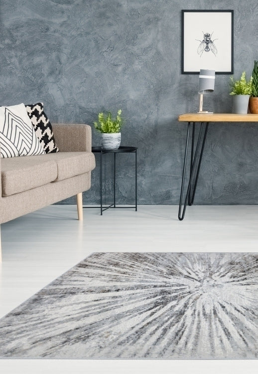 Abstract Burst Grey Rug