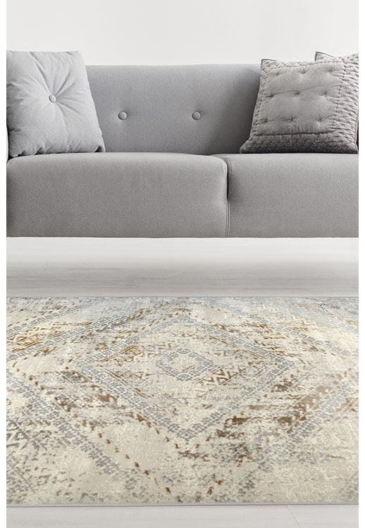 Abstract Square Ochre Rug