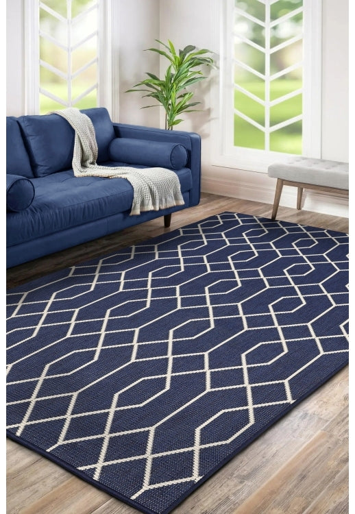 Alfresco Reverse Geo Navy Rug