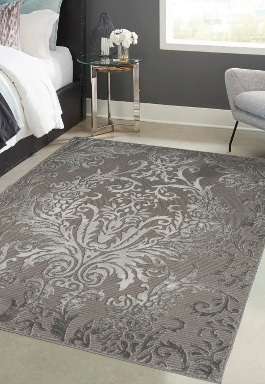 Avery Damask Grey Rug