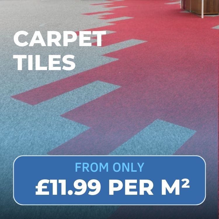 Carpet tiles from only £11.99 per square metre.