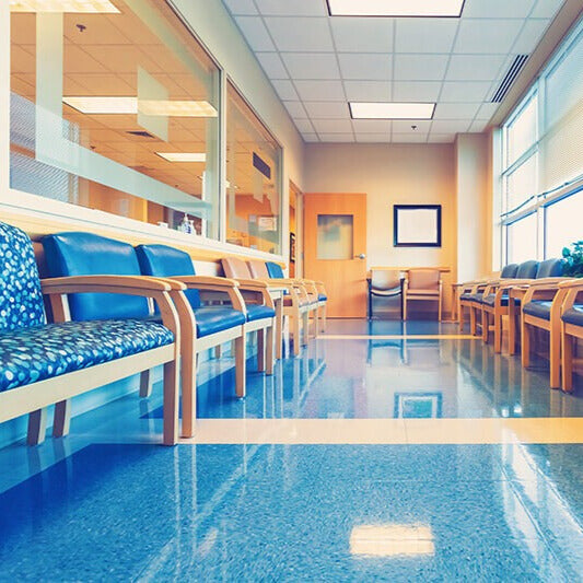 Healthcare and hospital safety flooring installation service provided by Surefit Carpets flooring experts.